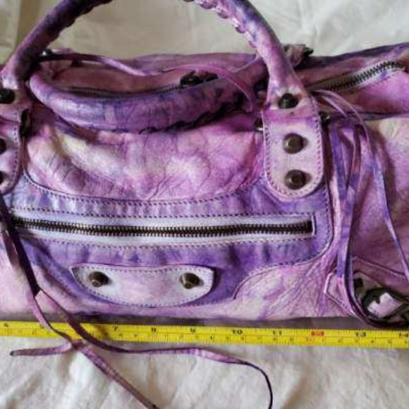Balenciaga Graffiti City bag white pink Purple tie dyed painted twiggy giant - Picture 9 of 10